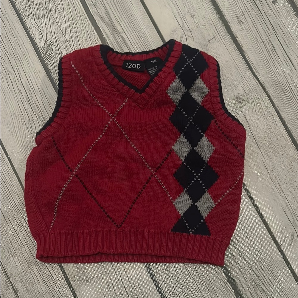 IZOD 18mo Red Argyle Sweater Vest